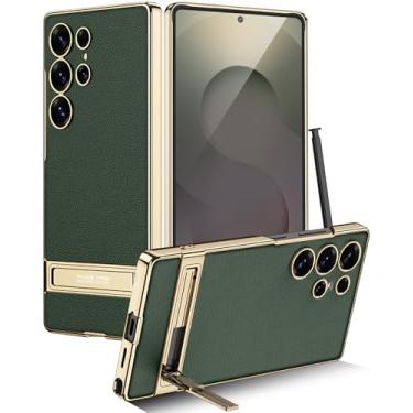 Imagem de Miimall Capa para Samsung Galaxy S25 Ultra, capa S25 Ultra com proteção para câmera e tela, suporte integrado, couro fino, à prova de choque, capa robusta de corpo inteiro para celular S25 Ultra,