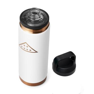 Imagem de Garrafa YETI Rambler de 740 ml, isolamento a vácuo, aço inoxidável com Chug Cap, Folds of Honor - Branco