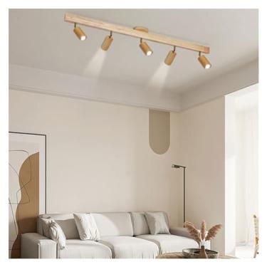 Imagem de Luminária de teto LED moderna de madeira compatível com corredor, quarto, banheiro, loja, corredor, trilho, luminária, lustre longo com holofote, lustre de cristal para sala de estar