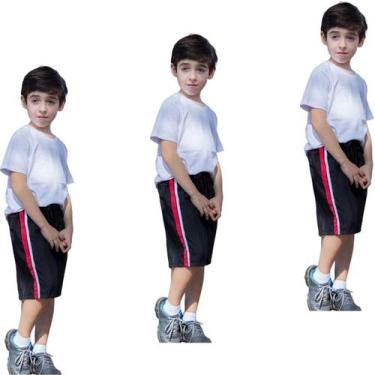 Imagem de Kit 3 Bermudas Short Infantil Tactel - FR, 3 preto, 4