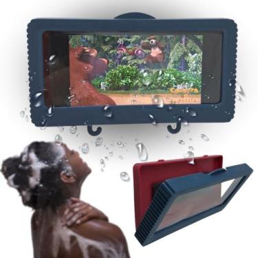 Imagem de Porta Celular Impermeável e Anti embaçante Com Suporte Adesivo Banheir