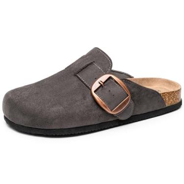 Imagem de Alpine Swiss Edith Pantufas femininas de cortiça com palmilha de cortiça sem cadarço, Cinza, 40