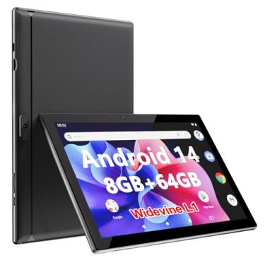 Imagem de YQSAVIOR Tablet Android 14, Tablets 10 inch 8GB RAM+ 64GB ROM+ 1TB Expandable Tablet PC, 1280 * 800 IPS Screen, Dual Camera, Powerful Processor, 6000mAh Battery, Bluetooth,WiFi, Google Cert