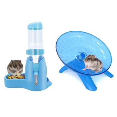 Imagem de Wontee Garrafa De Água Para Hamster, Dispensador De Água, Exercício Silencioso, Roda De Corrida Para Hamsters Anões, Ratos Gerbil (Azul, 125 Ml)