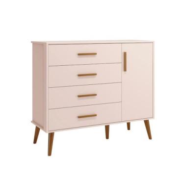 Imagem de Cômoda Sapateira Infantil 4 Gavetas 1 Porta Isis Rosa - RELLER