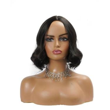 Imagem de Peruca Mid Bob Castanho Escuro Belissima Natural Dia a Dia - GM Hair