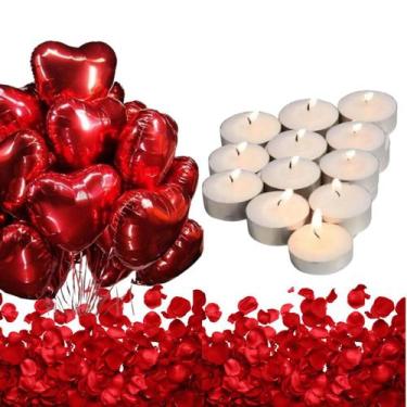 Imagem de KIT Surpresa 10 Balões coração 200 pétalas de rosa 10 velas - Enaltece