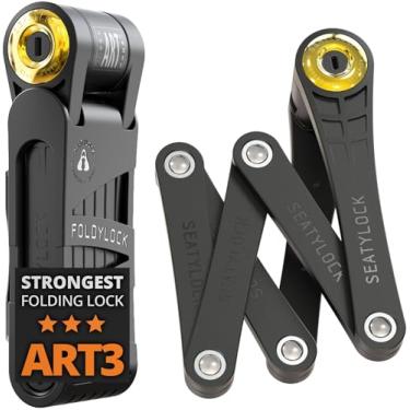 Imagem de FoldyLock Cadeado dobrável para bicicleta Forever - Bloqueio de bicicleta dourado patenteado elegante vendido de alta segurança - Protetor inteligente anti-roubo resistente com chaves - 90 cm