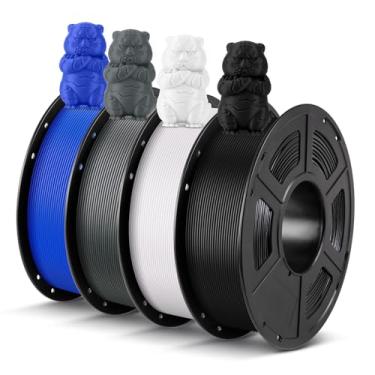Imagem de ANYCUBIC Filamento PLA para Impresora 3D 4KG, Filamento PLA para Impresión 3D 1.75mm Precisión dimensional +/- 0.02mm, 4 Paquetes 1KG Bobina(2.2 lbs) Gris, Negro, Blanco, Azul