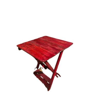 Imagem de Mesa de centro de madeira com ripas Pintada colorida Mesa de centro dobrável para acampamento na praia (Roxin)