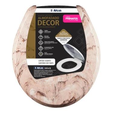 Imagem de Assento Sanitário Tampa De Vaso Almofadado Marmorizado Bege - Atlas