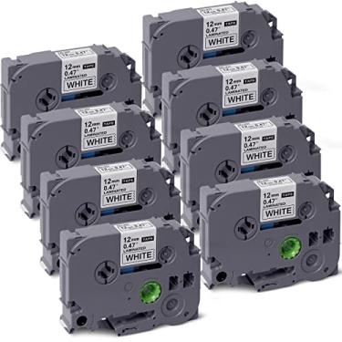 Imagem de Filery Pacote com 8 fitas para etiquetadoras Brother TZe-231 TZ-231 laminadas P-Touch, para modelo PT D200 D210 H100 1880, substituição de fita de etiqueta compatível, 12 mm 0,47 polegadas preto sobre