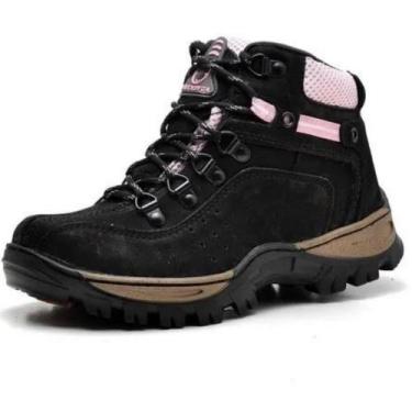 Imagem de Tênis Coturno Feminino Adventure De Couro Com Palmilhas de Gel PU Resi