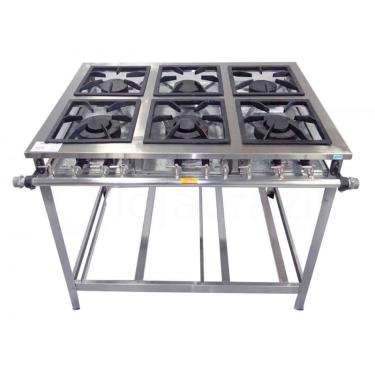 Imagem de Fogão Industrial 6 Bocas 30x30 P5 Baixa Pressão Em Aço Inox