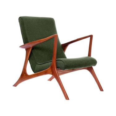 Imagem de Poltrona Decorativa Vk Anos 50 Tecido Linho Verde Cor Verde