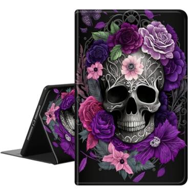Imagem de RAUEDWDJS Capa para tablet Samsung Galaxy Tab S10 Plus/S9 FE Plus de 12,4 polegadas, capa inteligente fina de couro PU com suporte para S-Pen + hibernar/despertar automático para Tab S9 Plus, caveira