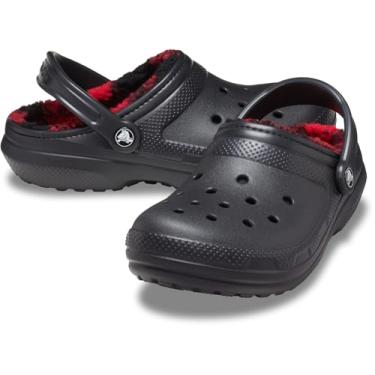 Imagem de Crocs Tamancos unissex para adultos, clássicos, forrados para férias, Xadrez buffalo/preto/vermelho universitário, 36