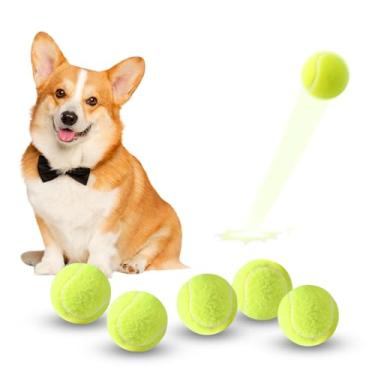 Imagem de ZIYIZE Pacote com 6 mini bolas de tênis de 5 cm para animais de estimação, bolas interativas para brincar de cachorro, serve para lançadores de bola de cachorro de 5 cm