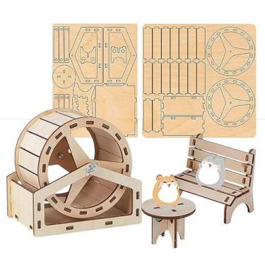 Imagem de TieLishor Casa e esconderijo de hamster, acessórios de gaiola para hamster (roda)