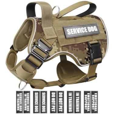 Imagem de WINSEE Peitoral tático para cães grandes, colete MOLLE para cães de serviço pesado com 10 adesivos para animais de estimação, colete militar para treinamento, caça, caminhada