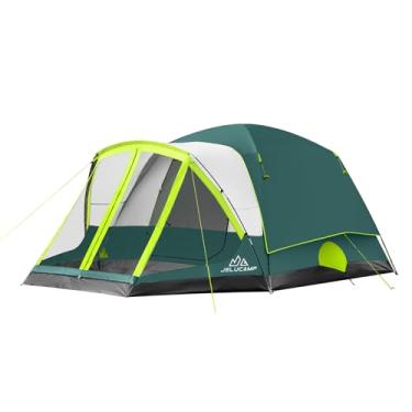 Imagem de JELUCAMP Tendas familiares grandes à prova d'água para 6/8 pessoas para acampamento, barraca de acampamento com tela de varanda, relaxamento sem insetos e fácil configuração, inclui bolsa de