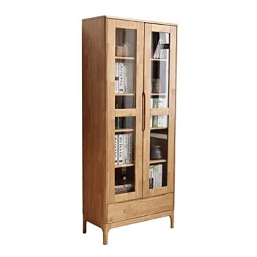 Imagem de Estante nórdica para livros com porta de vidro, sala de estar, quarto, armário alto, estante de estudante