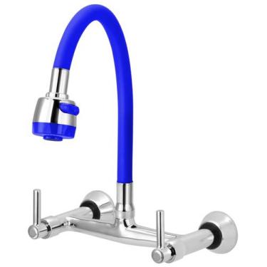 Imagem de Misturador de Cozinha Flexível Azul Para Parede 1/4 de Volta - Furkin,