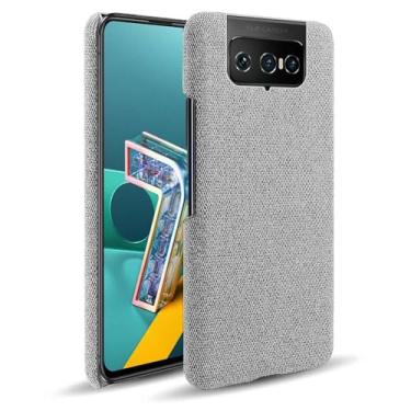 Imagem de Capa para ASUS Zenfone 7,Capa desenhada em lona,Case Protetora Ultrafina com Empunhadura Macia,Design em Tecido Antichoque e Antiarranhões-Light gray