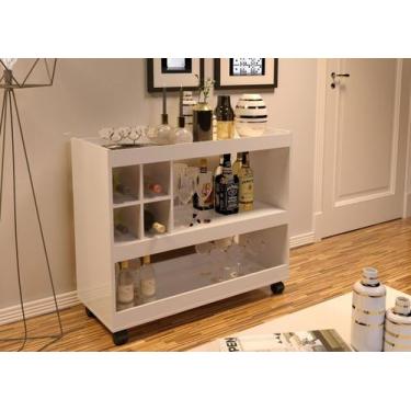 Imagem de Aparador Organizador Bar Com Adega Rodízio Prateleira Suporte - Pek Mó