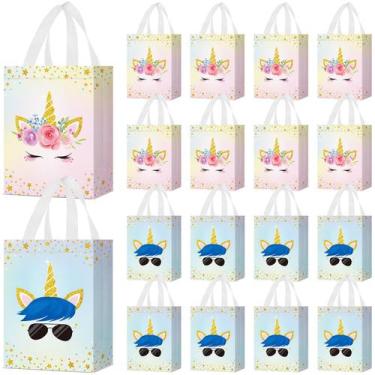 Imagem de Bolsas de lembrancinhas Locmeo Unicorn reutilizáveis não tecidas x24