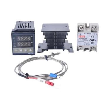 Imagem de Controlador Digital de Temperatura PID, Termostato REX C100, Relé 40DA