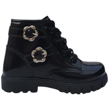 Imagem de Bota Infantil Feminina Coturno Menina Tratorada Botinha Verniz Brilho 