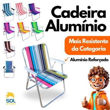 Imagem de Cadeira de Praia em Alumínio Capacidade até 120kg