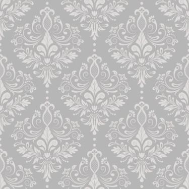 Imagem de Papel de Arabesco Weslla Branco com Cinza 3,00m (damask-82) - Inove Pa