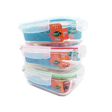 Imagem de Kit Pote Hermético De Vidro Com Tampa Fitness Para Marmita  - Ecos Hou