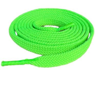 Imagem de 1 par de Cadarço Chato tênis Poliéster 1,40 Verde Neon - Home Goods