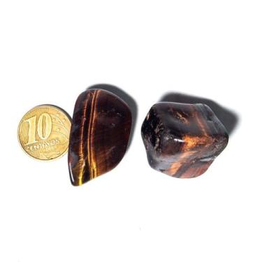 Imagem de 02 Olho de Tigre Indiano Rolado Pedra G 30 a 45mm Classe A - Cristaisd
