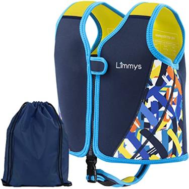Imagem de Limmys Colete de neoprene premium para crianças, auxílio de natação de flutuabilidade para meninos e meninas, bolsa de cordão incluída (grande)