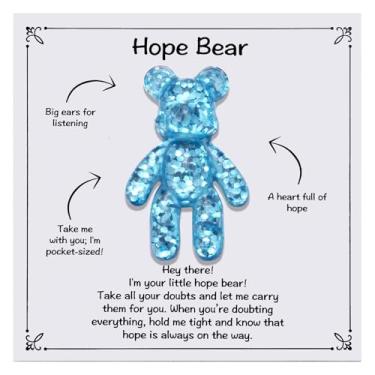 Imagem de Kvekstio Hope Bear, presente de abraço de ursos de resina de bolso para amigos e família, lembrete diário de positividade de conforto, presente de urso de bolso para apoio emocional, saúde mental