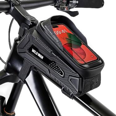 Imagem de WILD MAN Bolsa rígida para celular com estrutura de telefone à prova d'água com tela sensível ao toque para ciclismo MTB Road Mountain (M30, preto vermelho)