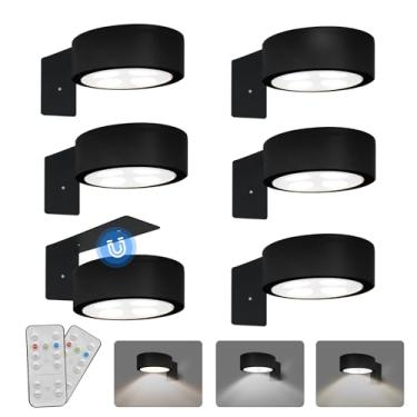 Imagem de Pacote com 6 luzes de quadro operadas por bateria, luz magnética para pintura com 3 modos de iluminação, temporizador remoto e regulável, luz de exibição de arte para retrato, moldura de retrato