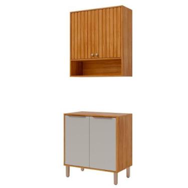 Imagem de Armário Aéreo com Balcão Divina 80 cm Para Cozinha 4 Portas - Loja Doc