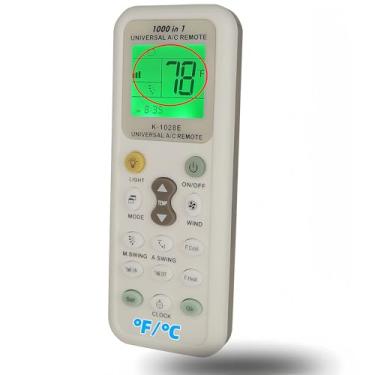 Imagem de Substituição de controle remoto universal A/C para mais de 1000 marcas de ar-condicionado AC com luz de fundo (Fahrenheit e Celsius)