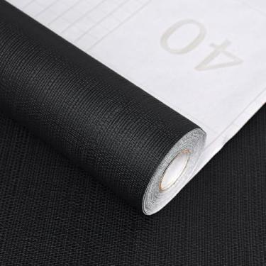 Imagem de Sevalo Papel de parede preto de contato preto para armários e gavetas, texturizado, autoadesivo, papel de parede removível, quarto, banheiro, à prova d'água, vinil sólido, 40 cm L 900 cm C