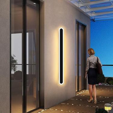 Imagem de Mikeru Luzes Ovais De 23,6 Polegadas Para Varanda E Pátio, Externas 3000K Casa, Luminárias À Prova D'Água Ip65, Arandelas Acrílico Modernas, Instalação Com Fiação Fixa Proch