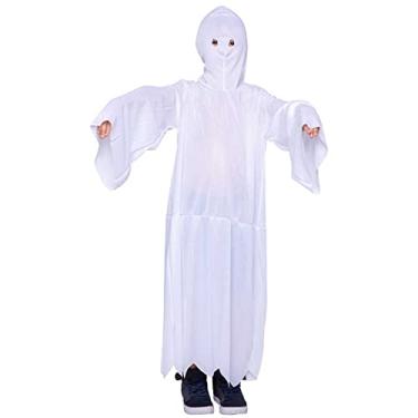 Imagem de Fantasia de Fantasma Branco Hallloween Infantil Com Gorro (P 2-4)