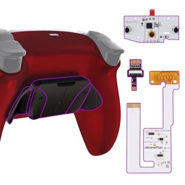 Imagem de eXtremeRate Kit De Remapeamento Com Botões Programáveis Metal Real Rmb Rise4 V3 Para Controle Ps5 Bdm-030 040 050, Placa Atualização, Fundo Vermelho Escarlate Redesenhado, Conjunto 4 Peças Traseiras