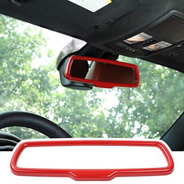 Imagem de JeCar Acabamento da capa do espelho retrovisor interior para Dodge Challenger 2015-2020 para Dodge Charger 2010-2020 para Dodge Ram 2010-2017 (vermelho)
