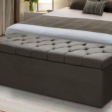Imagem de Baú Queen Para Quarto: Cama Box em Madeira com Estofamento (Brida)