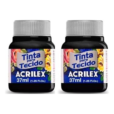 Imagem de Tinta Para Tecido Fosca Acrilex 37ml 2 Unidades Artesanato Fixação Frio Alta Cobertura – Fixação a Frio e Alta Cobertura Com Acabamento Fosco, Este Kit É A Escolha Perfeita Para Quem Busca Qualidade (Preto 520)